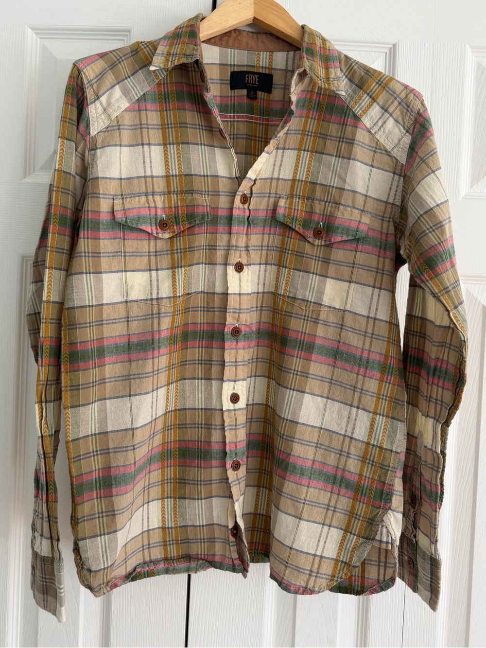 Frye Men’s Plaid Button Down Shirt Size Small Western Utility Style